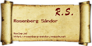 Rosenberg Sándor névjegykártya